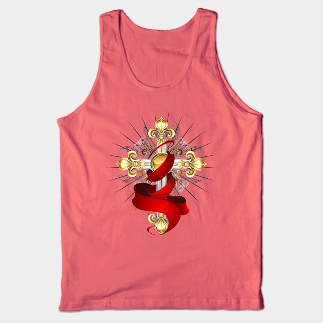 Cross with a Red Ribbon Tank Top by Blackmoon9